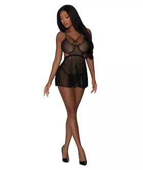 Girl Next Door Babydoll amp Crotchless Panty Black SM