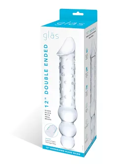 Glas 12quot Double Ended Glass Dildo wAnal Beads  Clear