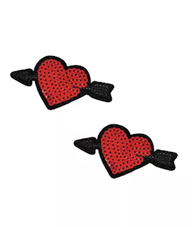 Neva Nude Sequin Arrow Heart Pasties 2 Wears  Red OS