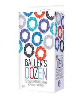 The 9039s Baller039s Dozen Beaded 12pc Cockring Set  Asst Colors