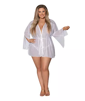Modern Romance Flowing Short Robe White 2X