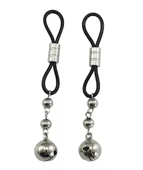 Bijoux de Nip Nipple Halos wSilver Bells  Black
