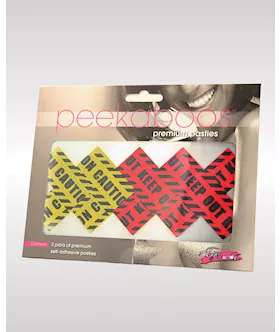 Peekaboos Caution X Pasties  2 Pairs 1 Red1 Yellow