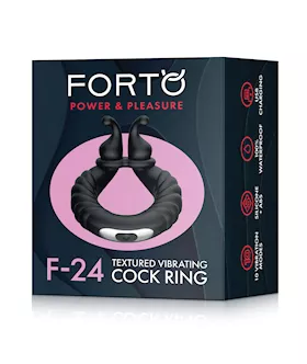 Forto F24 Textured Vibrating Cock Ring  Black