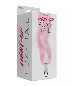 Foxy Tail Light Up Faux Fur Butt Plug  Pink