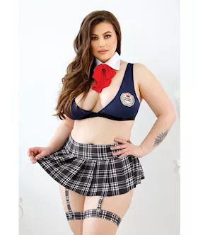 Play Learning Curves Bowtie Top Gartered Skirt GString Blue 1X2X
