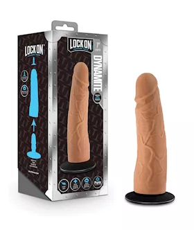 Blush Lock On 7quot Dynamite Dildo wSuction Cup Adapter  Mocha