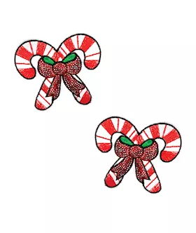 Neva Nude Sequin Candy Cane Pasties  RedWhite OS