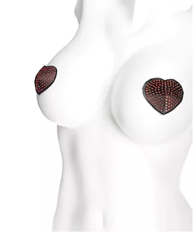 Heart Rhinestone Pasties  RedBlack OS
