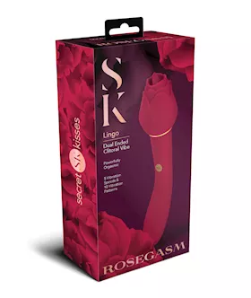 Secret Kisses Rosegasm Lingo Dual Ended Rose Bud wClitoral Flickering amp Internal Massage  Red