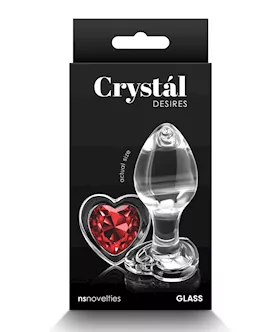 Crystal Desires Glass Heart Gem Butt Plug Medium  Red