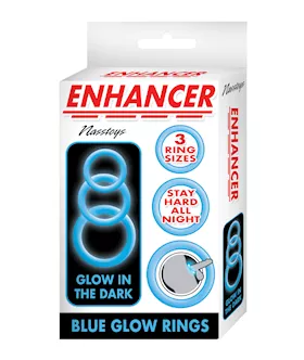Enhancer Silicone Cockrings - Glow In The Dark Blue