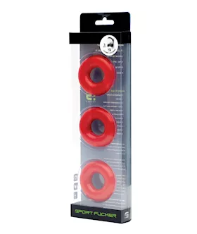 Sport Fucker Chubby Cockring Pack of 3  Red