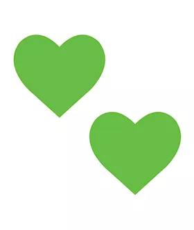 Neva Nude Temperature Reactive Heart Pasties  Neon Green