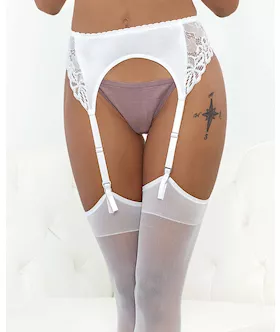 Satin amp Lace Garterbelt White SM