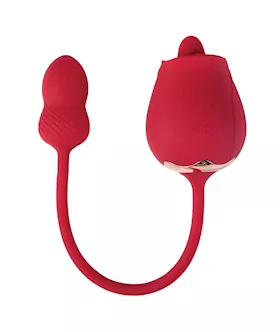 Fuchsia Rose Clit Licking Stimulator amp Vibrating Egg  Red