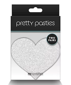 Pretty Pasties Glitter Hearts RedSilver  2 Pair