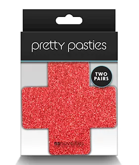 Pretty Pasties Glitter Cross RedSilver  2 Pair