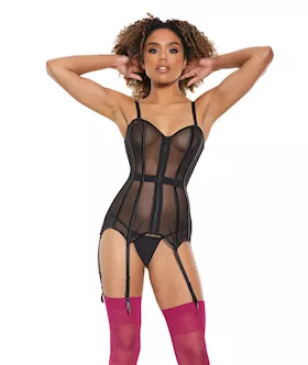 Powernet Fully Boned Corset wLaceUp Back Black XL