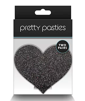 Pretty Pasties Glitter Hearts BlackGold  2 Pair