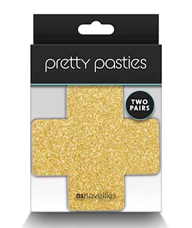 Pretty Pasties Glitter Cross BlackGold  2 Pair
