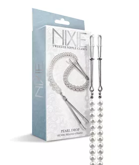Nixie Pearl Drop Tweezer Nipple Clamps  Silver