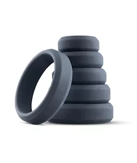 Boners 6 Pc Wide Cock Ring Set - Black