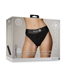 Shots Ouch Vibrating Strap On Hipster  Black XSS