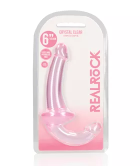 Shots RealRock Crystal Clear 6quot Strapless StrapOn  Pink