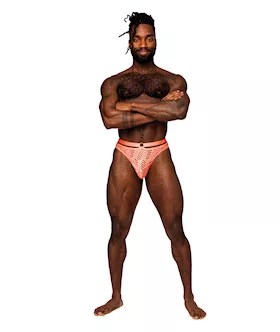Rude Awakening Mesh Strap Thong Neon Orange SM