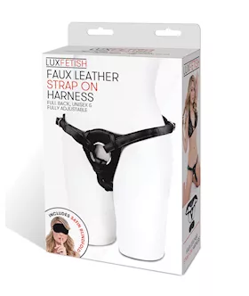 Lux Fetish Patent Leather Strap On Harness  Black