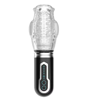Thrusting Vibrating amp Rotating Oral Sex Masturbator Black