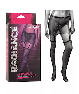Radiance One Piece Garter Skirt wThigh Highs  Black OS