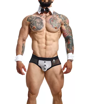 Male Basics MOB Maitre D Brief Bow amp French Cuffs BlackWhite MD