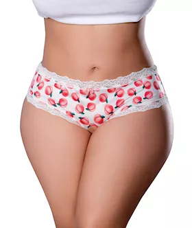 Sweet Treats Crotchless Boy Short wWicked Sensual Care Peach Lube  White QN