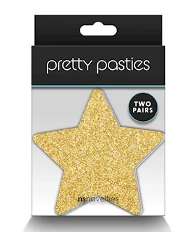 Pretty Pasties Glitter Stars BlackGold  2 Pair