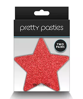 Pretty Pasties Glitter Stars RedSilver  2 Pair