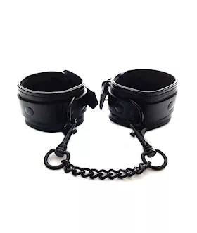 Rouge Leather Wrist Cuffs  Black with Black