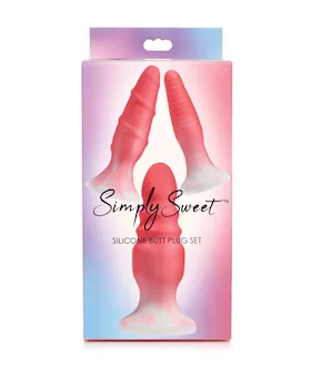 Curve Toys Simply Sweet Silicone Butt Plug Set  Pink