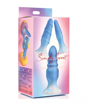 Curve Toys Simply Sweet Silicone Butt Plug Set  Blue