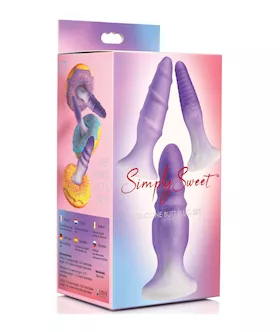 Curve Toys Simply Sweet Silicone Butt Plug Set  Purple