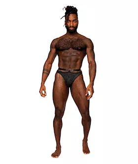Rude Awakening Mesh Strap Thong Black LXL