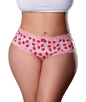 Sweet Treats Crotchless Boy Short wWicked Sensual Care Strawberry Lube  Pink QN
