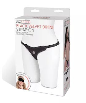 Lux Fetish Velvet Bikini Strap On  Black