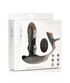 ThunderPlugs 10X Thrusting Silicone Vibrator wCock amp Ball Strap amp Remote  Black