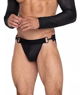 Master Jockstrap wHook amp Ring Closure amp Contoured Pouch Black LG