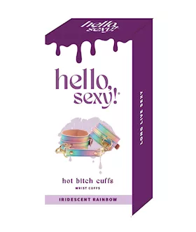 Hello Sexy Hot Bitch Cuffs amp Collar  Iridescent Rainbow