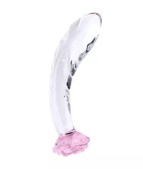 Lucent Rose Ripple Glass Dildo