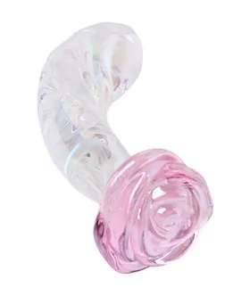 Lucent Rose Ripple Glass Dildo