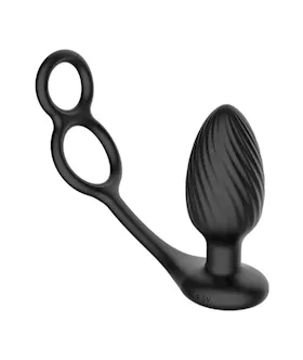 Tornado Rotating And Vibrating Butt Plug With Cock Ring